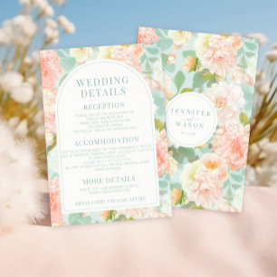 Watercolor Peonies Floral Mariage Détails Cartes