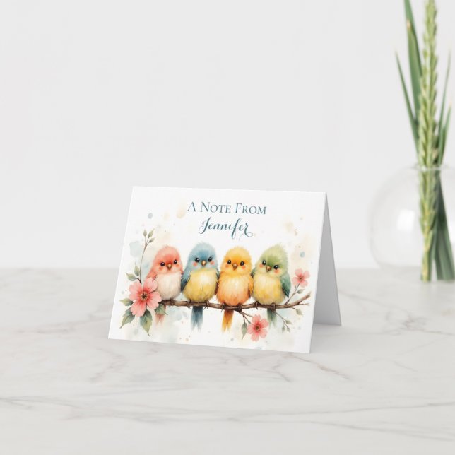 Watercolor Personalized Pastel Birds Blank (Devant)