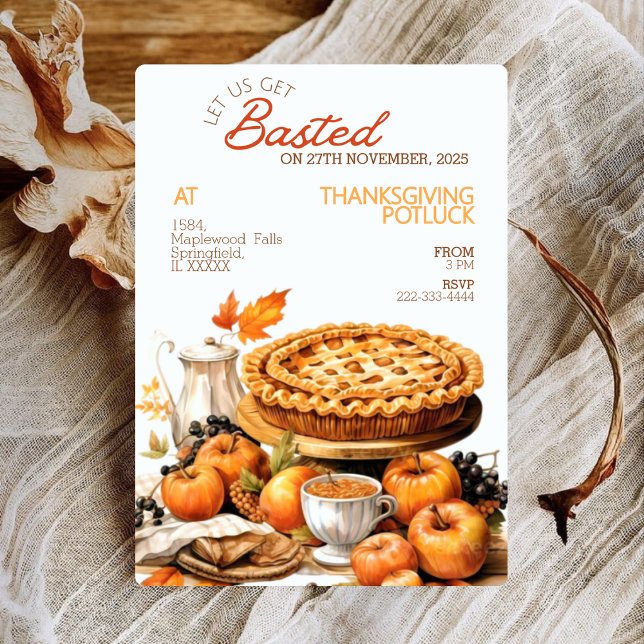Watercolor Pie Rustique Thanksgiving Invitation Po (Créateur téléchargé)