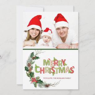 Watercolor Pine Tree Branches Photo Joyeux Noël