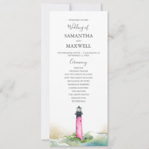 Watercolor Pink Lighthouse Programme de mariage