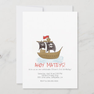 Watercolor Pirate Ship Invitation Anniversaire