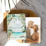 Watercolor Plage tropicale Invitation de mariage<br><div class="desc">Quelle que soit la période de l’année, nous pouvons prétendre être sur une île tropicale luxuriante et verdoyante ! Bien que cette palette émane d’une atmosphère tropicale, elle est assez adaptable à différents styles, bohème, rustique et moderne par exemple. Des arrangements floraux élégants, des teintes chaudes et des accents aérés...</div>