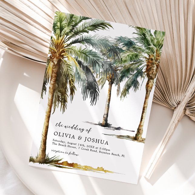 Watercolor Plage tropicale Invitation de mariage (Créateur téléchargé)