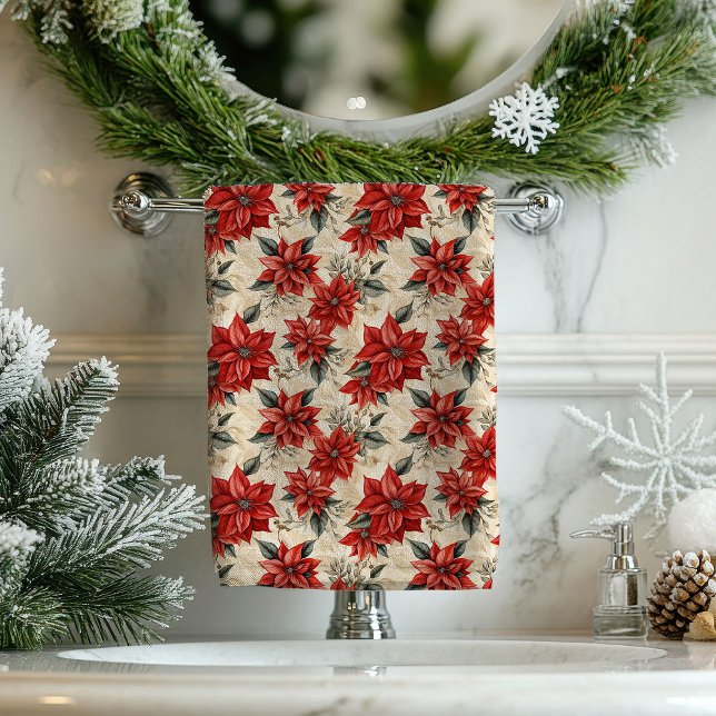 Watercolor Poinsettia Tablecloth Rustic Christmas (Watercolor Poinsettia Tablecloth Rustic Christmas)