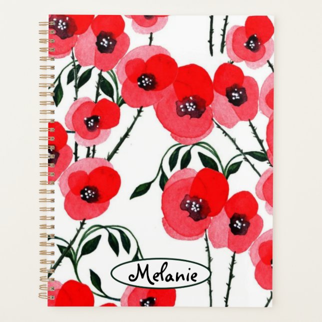 Watercolor poppy flowers botanical (Devant)