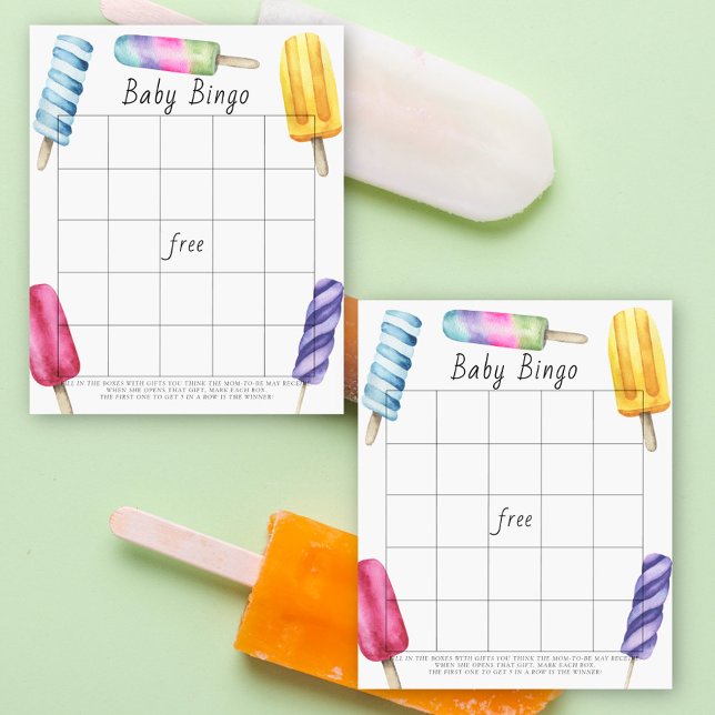 Watercolor Popsicle Baby Bingo jeu (Créateur téléchargé)