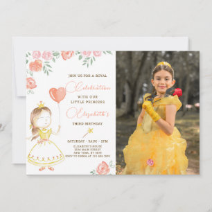 Watercolor Princess Invitation Anniversaire Avec P