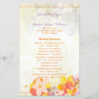 Watercolor Programme de mariage des fleurs tropica