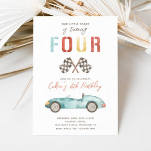 Watercolor Race Car Invitation Anniversaire