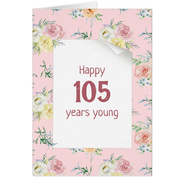 Watercolor Rose 105th Birthday Card (Devant)