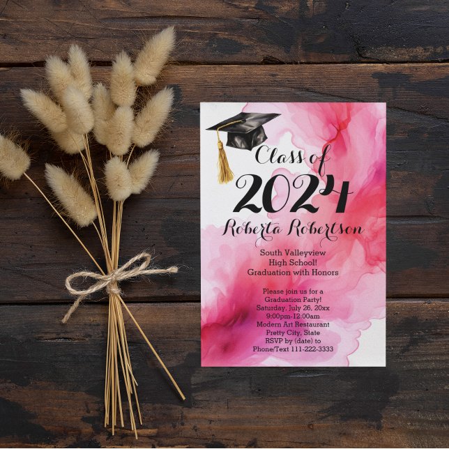 Watercolor Rose 2019 Graduation Party Invitation (watercolor graduation announcement class of 2024
)