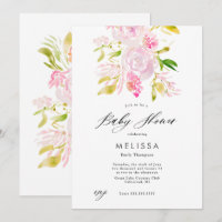 Watercolor Rose bouquet Baby shower Invitation