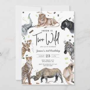 Watercolor Safari Deux Wild Birthday Invitation