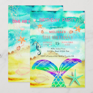 Watercolor Sea Animaux Invitation de fête d'annive