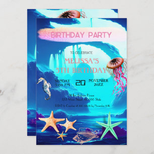 Watercolor Sea Animaux Invitation de fête d'annive