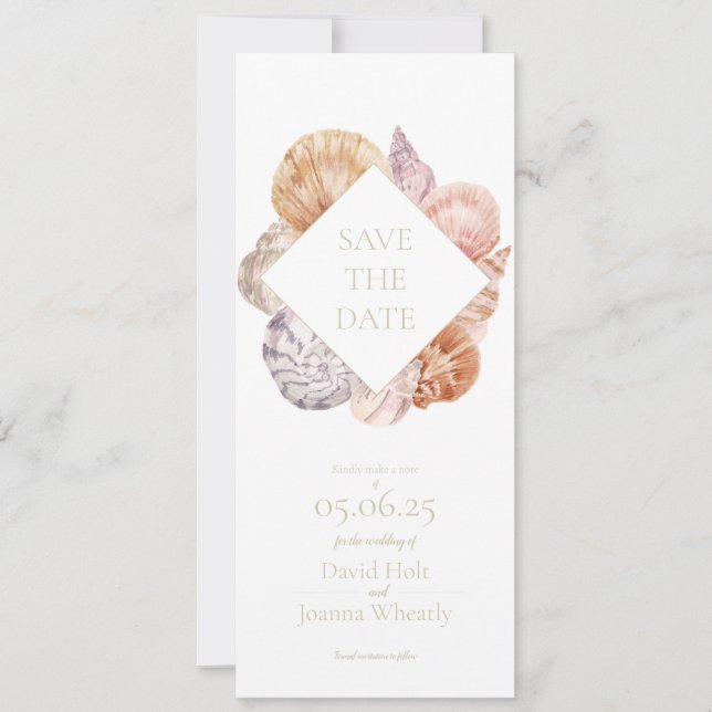 Watercolor Sea Shell Enregistrer la carte Date (Devant)
