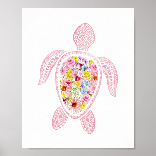 Watercolor Sea Turtle Nursery Poster (Devant)
