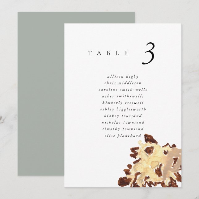 Watercolor Seashell Beach 5x7" Wedding Seat Chart (Devant / Derrière)