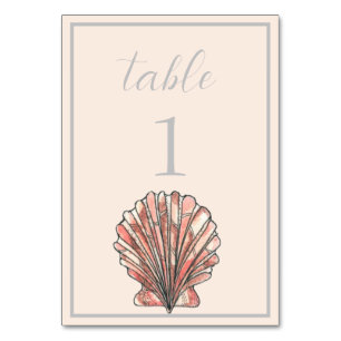 Watercolor Seashell Beach Wedding Numéro de table 