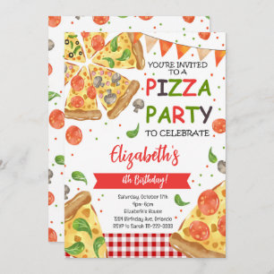 Watercolor Slice Pizza Invitation de fête d'annive