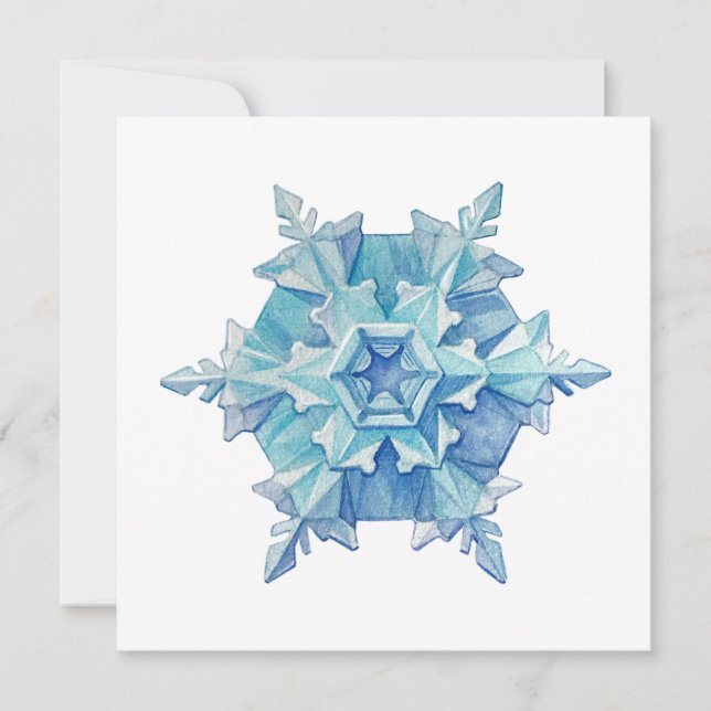 Watercolor Snowflake Flat Christmas Card (Devant)