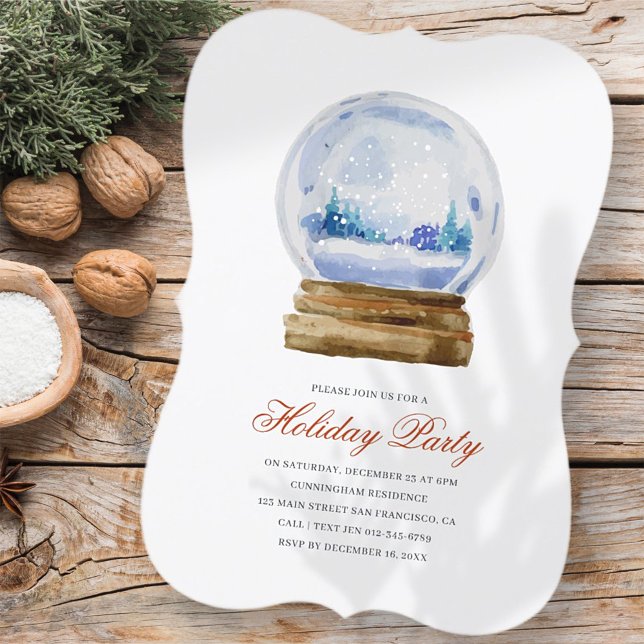 Watercolor Snowglobe Fête Invitation (Créateur téléchargé)