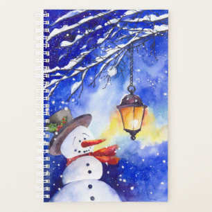 Watercolor snowman Merry Christmas
