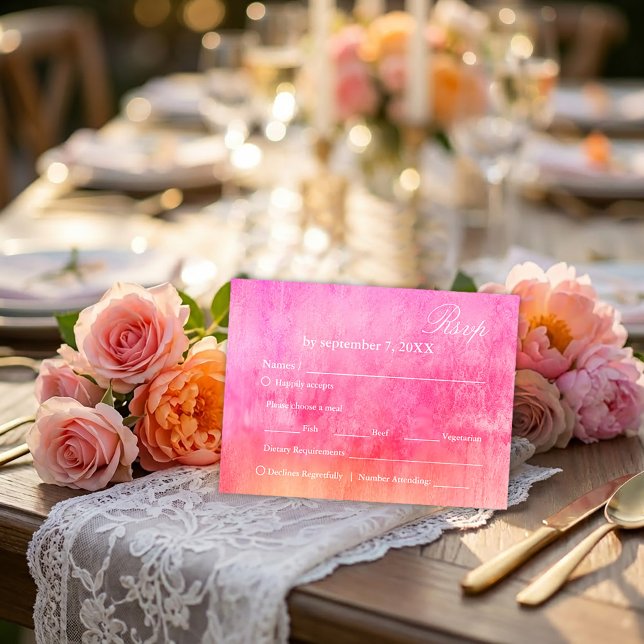 Watercolor Soft Pink and Orange Wedding Rsvp  (#weddingrsvpcard #weddingstationery #luxurywedding #romanticwedding #fineartwedding )