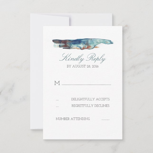 Watercolor Splash Retro Beach Wedding Cartes RSVP (Devant)