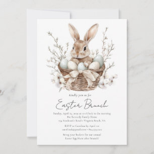 Watercolor Spring Bunny Pâques Brunch Invitation