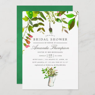Watercolor Spring Foliage Invitation de la douche 