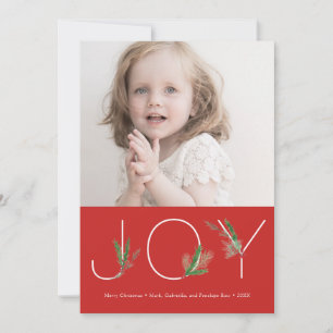 Watercolor Springs Red Christmas Joy Carte photo