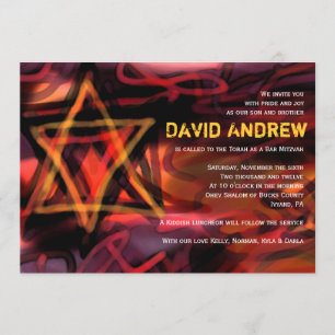 WATERCOLOR STAR Bar Invitation Bat mitzvah