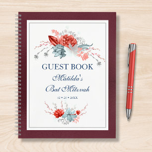 Watercolor Succulent Floral Bat mitzvah livre d'hô