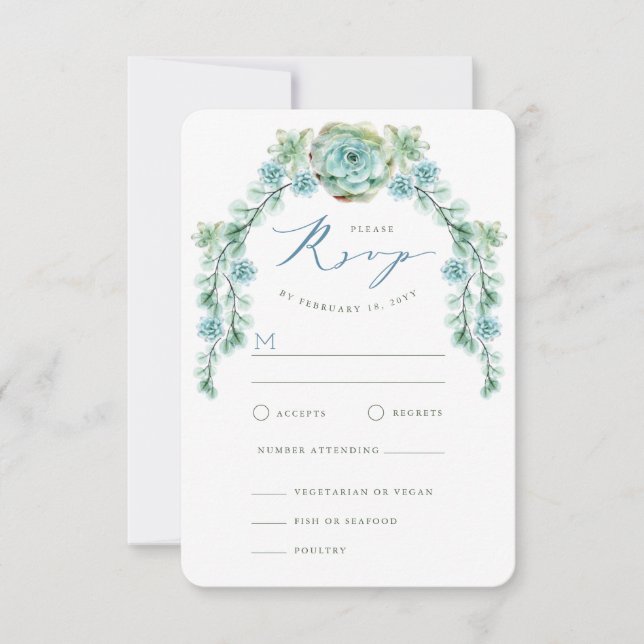 Watercolor Succulents Garden Wedding Carte RSVP (Devant)