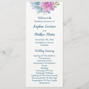 Watercolor Succulents Programmes de mariage
