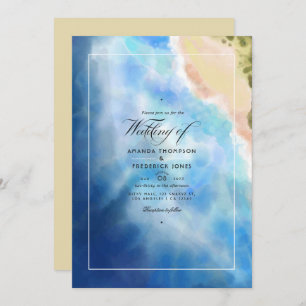 Watercolor Summer Beach Mariage Invitation