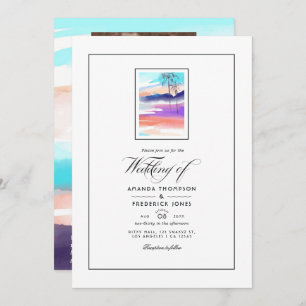 Watercolor Summer Beach Mariage Invitation