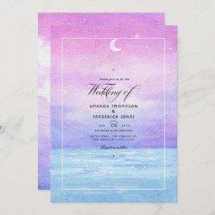 Watercolor Summer Beach Mariage Invitation