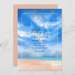 Watercolor Summer Beach Mariage Invitation