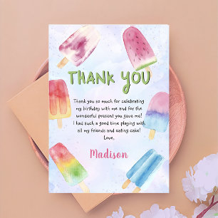 Watercolor Summer Popsicle Carte de remerciements