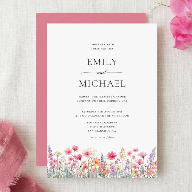 Watercolor Summer Wildflowers Wedding Invitation (Créateur téléchargé)