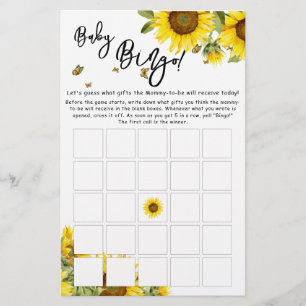 Watercolor Sunflower & Butterfly Baby Jeu de Bingo