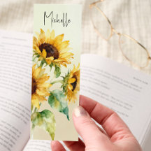 Watercolor  Sunflowers Bookmark