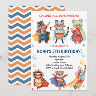 Watercolor Superheroes Invitation de fête d'annive