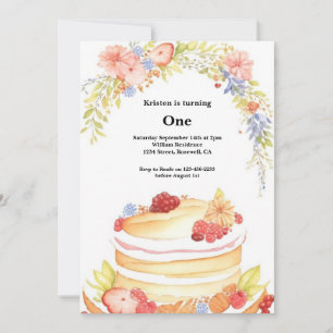Watercolor Sweet Cake 1er Anniversaire Invitation