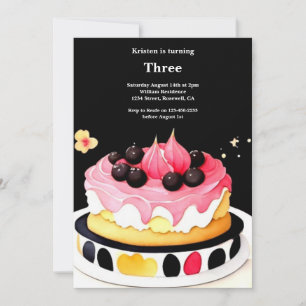 Watercolor Sweet Cake Invitation Anniversaire