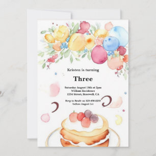 Watercolor Sweet Cake Invitation Anniversaire