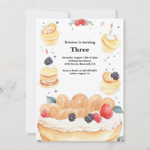 Watercolor Sweet Cake Invitation Anniversaire